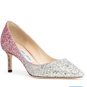 JIMMY CHOO
Romy 60 silver pink glitter pumps
